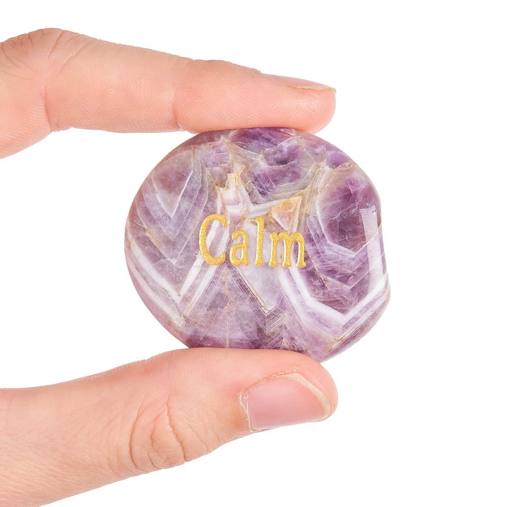 Dream Amethyst Worry Stone “Calm” | Anxiety Relief Crystal & Smooth Thumb Stone - Crystal Nest