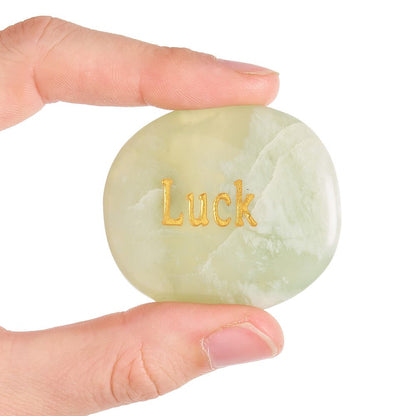 New Jade Worry Stone “Luck” | Positivity & Good Fortune Crystal
