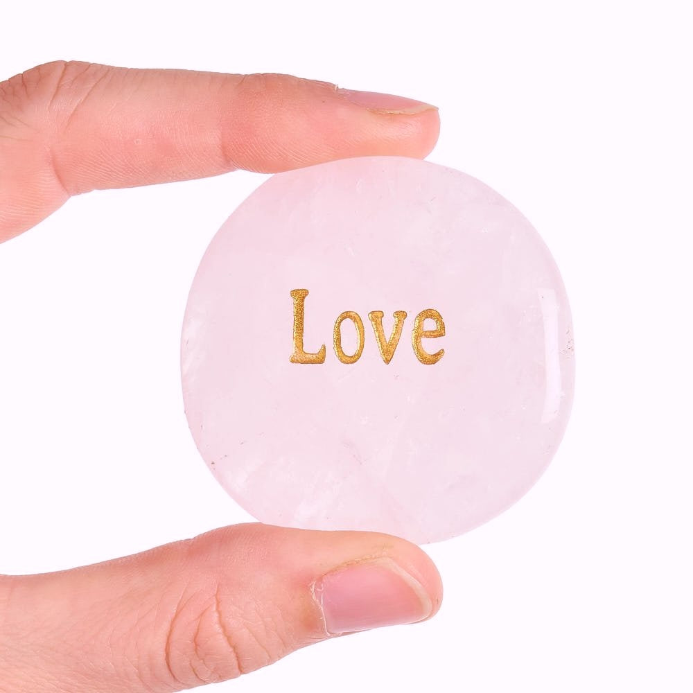 Rose Quartz Worry Stone "Love" | Self Love & Heart Healing Crystal - Crystal Nest
