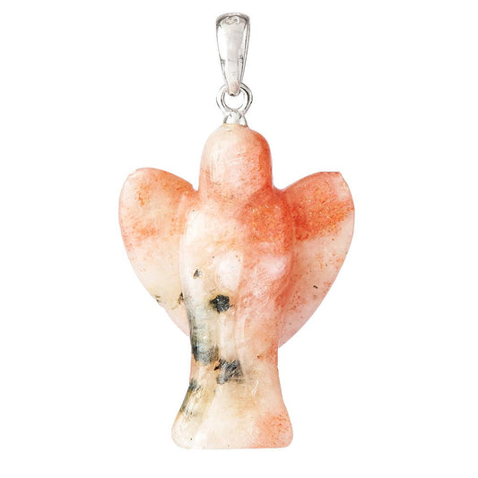 Sunstone Angel Charm Pendant | Sterling Silver