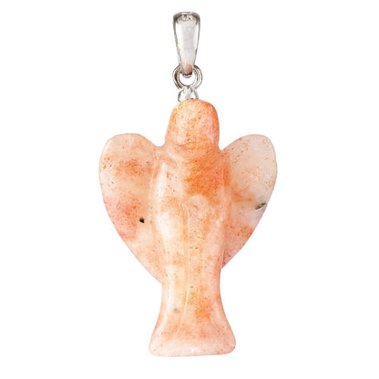 Sunstone Angel Charm Pendant | Sterling Silver