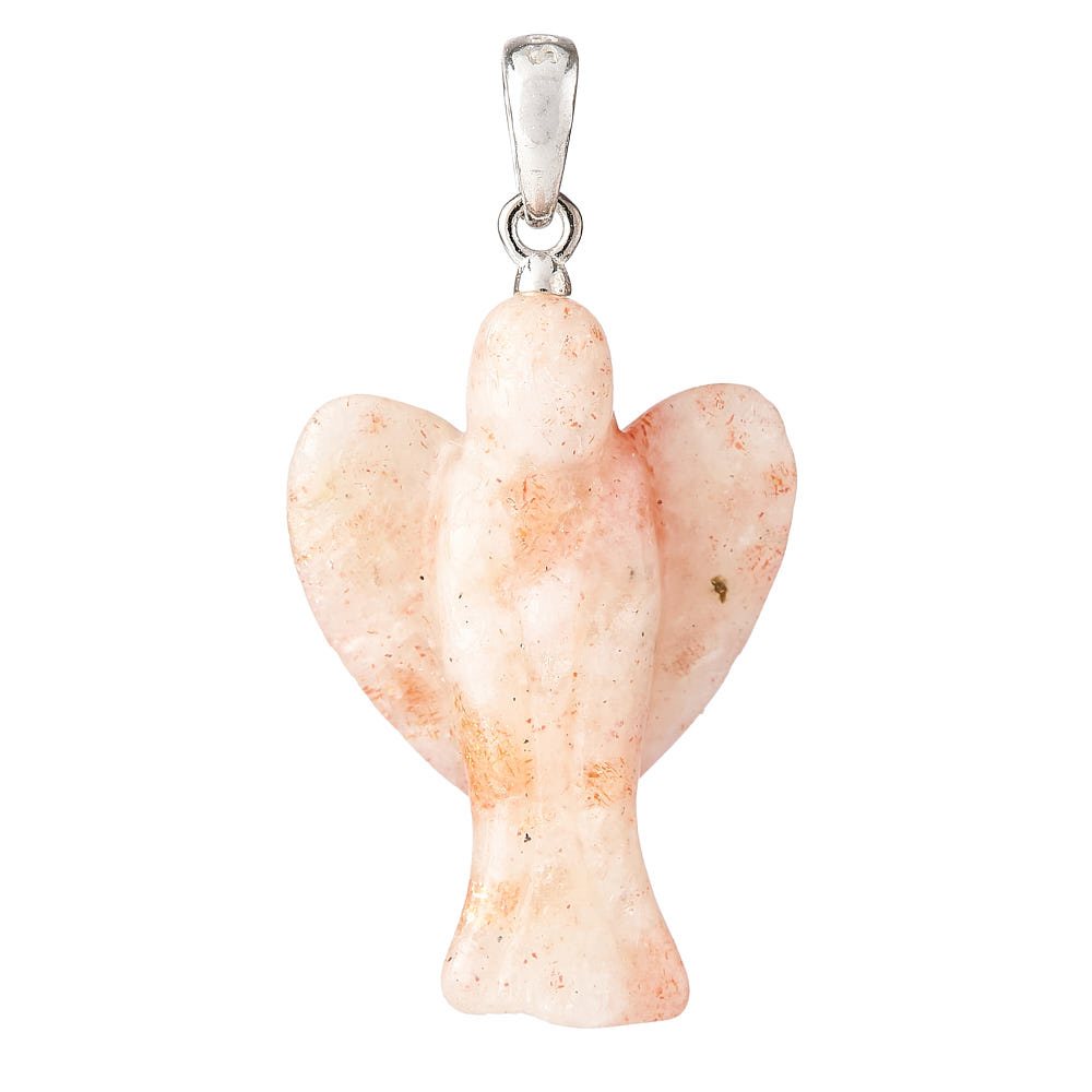 Sunstone Angel Charm Pendant | Sterling Silver