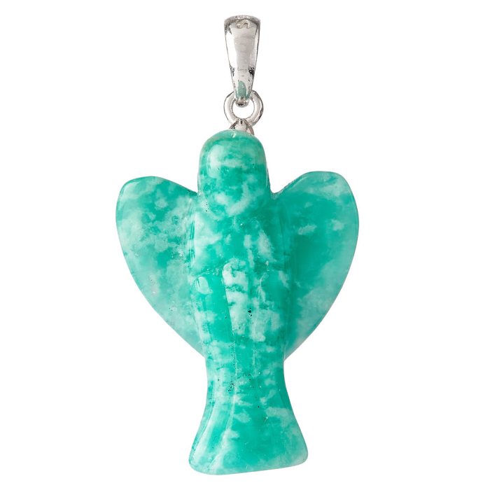 Green Amazonite Angel Pendant | Sterling Silver