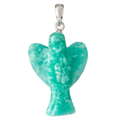 Green Amazonite Angel Pendant | Sterling Silver