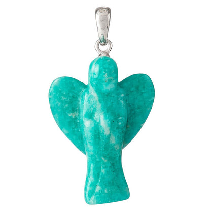 Green Amazonite Angel Pendant | Sterling Silver
