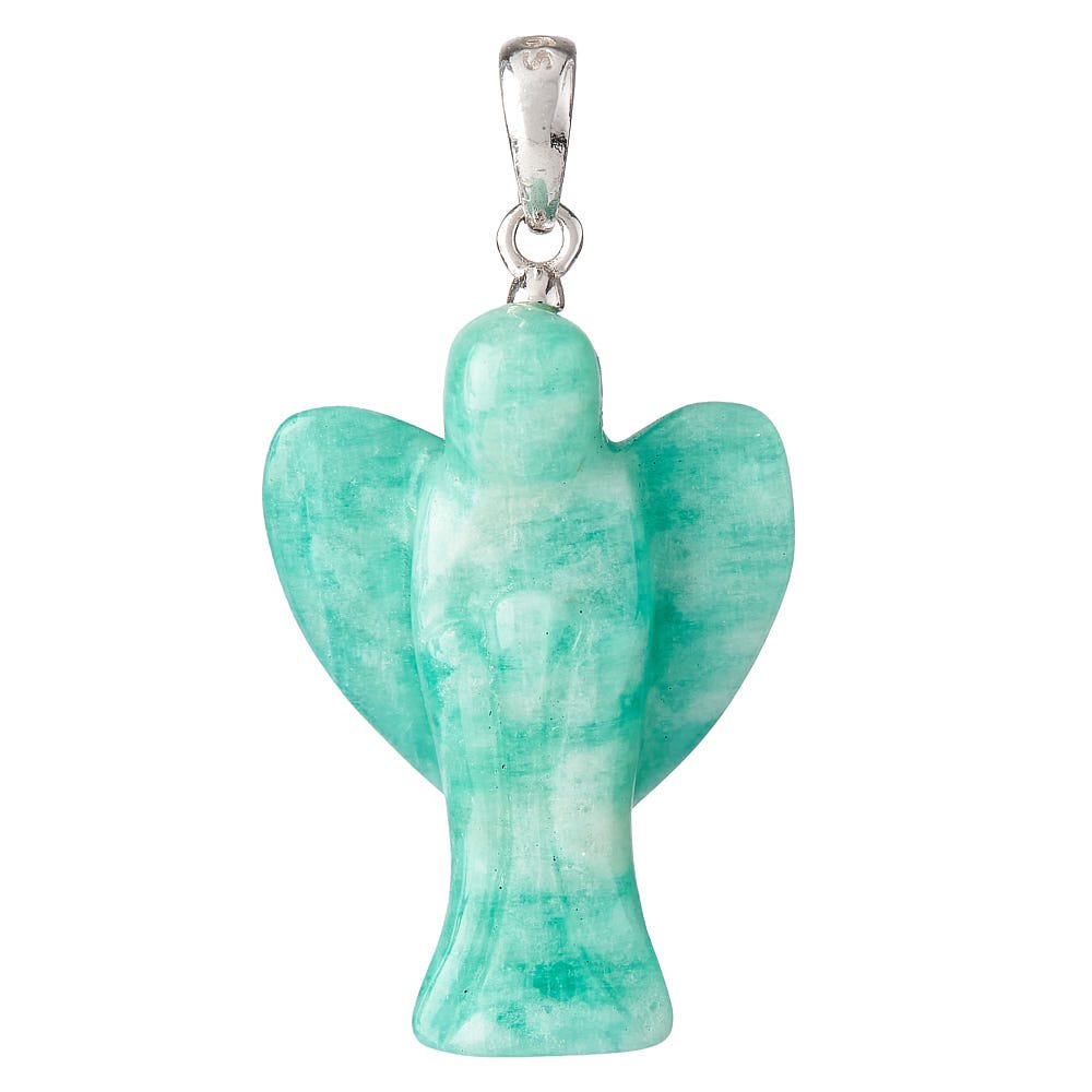 Green Amazonite Angel Pendant | Sterling Silver