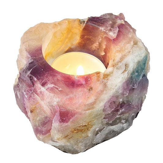 Rainbow Fluorite Tealight Holder | Calm & Focus