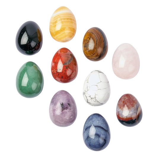 Assorted Crystal Eggs | 10-Piece Polished Gemstone Set - Crystal Nest