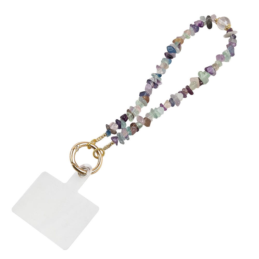 Rainbow Fluorite Crystal Phone & Wrist Charm | Clarity & Focus Energy Strap - Crystal Nest