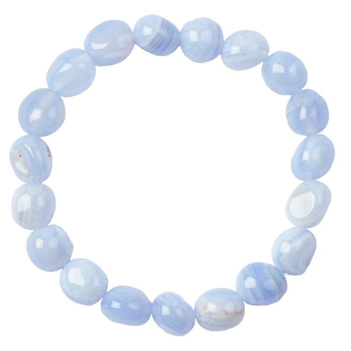 Blue Lace Agate Tumblestone Bracelet - Crystal Nest