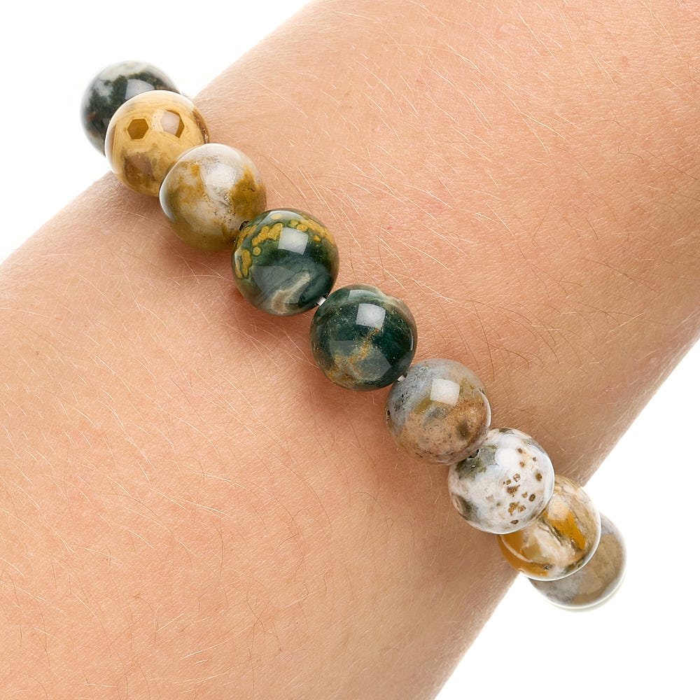 Ocean Jasper Bead Bracelet - Crystal Nest