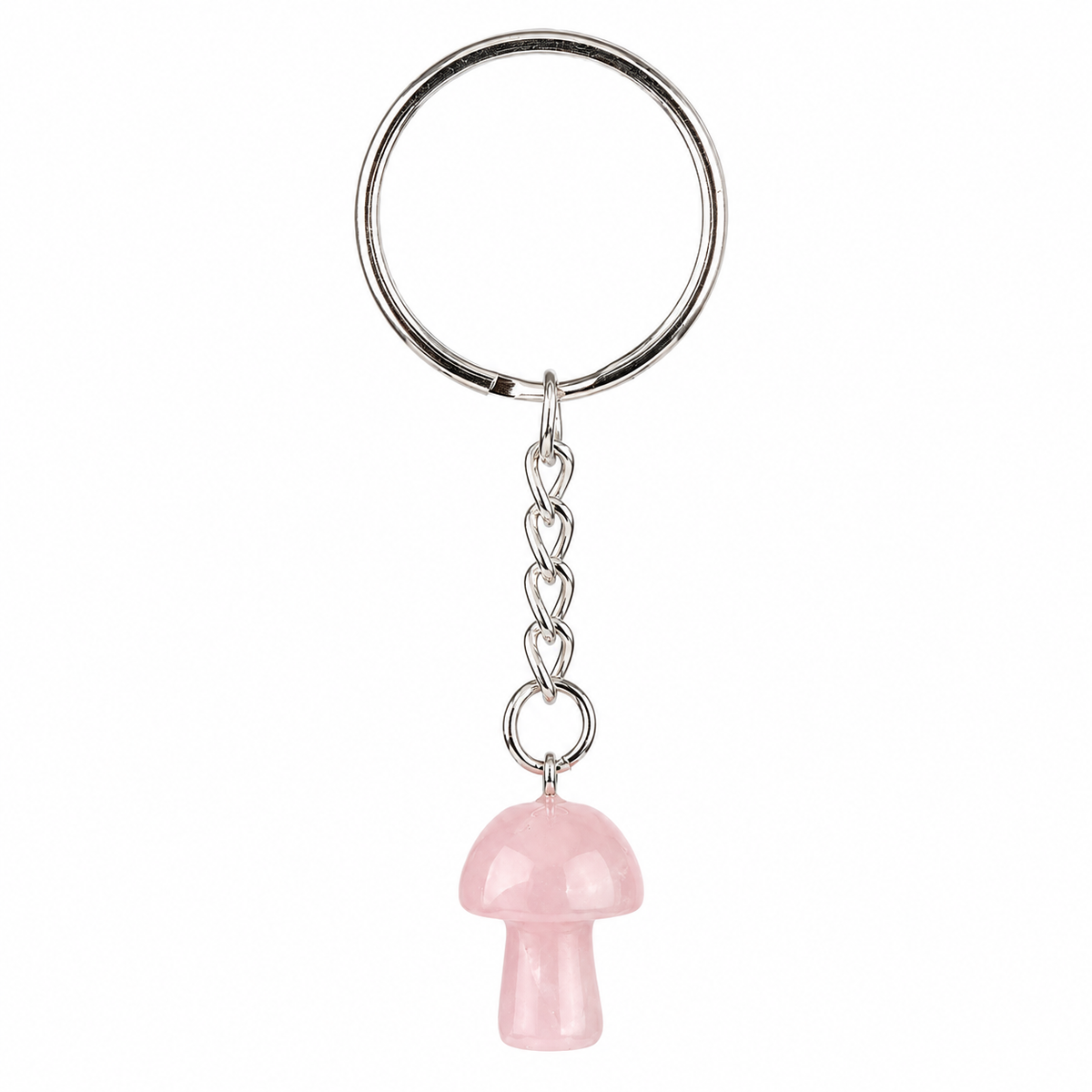 Rose Quartz Mushroom Crystal Keyring