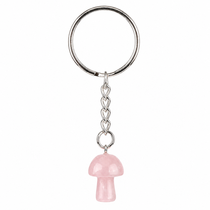Rose Quartz Mushroom Crystal Keyring