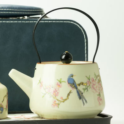 Blue Bird Tea Ceremony Gift Set | Teapot & Two Cups with Luxury Storage Case