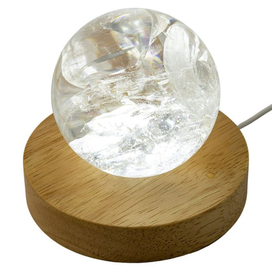 LED Wooden Display Light Base | USB Powered | Warm White or Colour-Changing | 10cm - Crystal Nest
