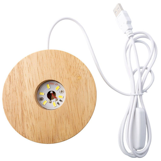LED Wooden Display Light Base | USB Powered | Warm White or Colour-Changing | 10cm - Crystal Nest