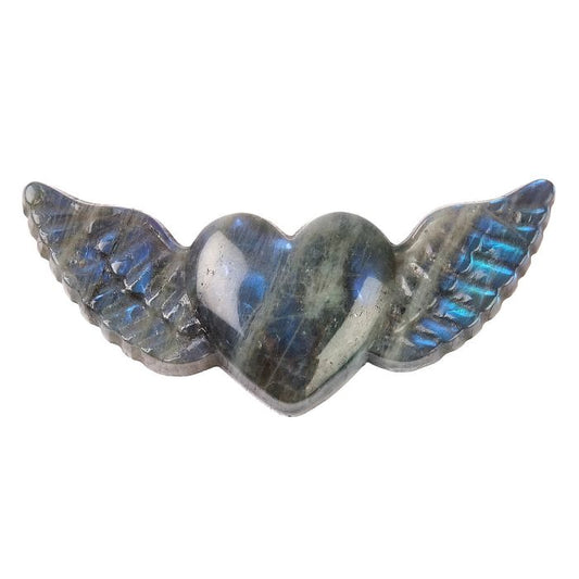 Labradorite Angel Heart with Wings - Crystal Nest