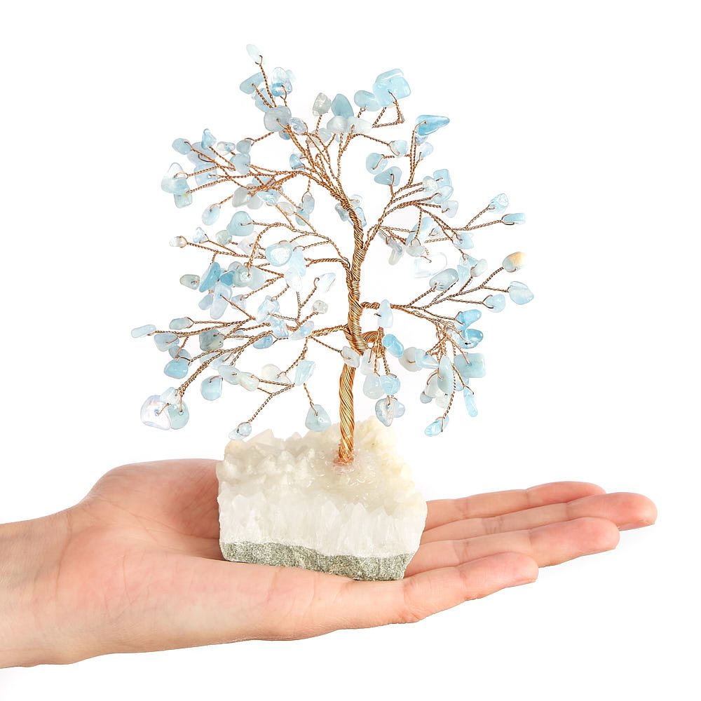 Aquamarine Gemstone Tree with Crystal Base