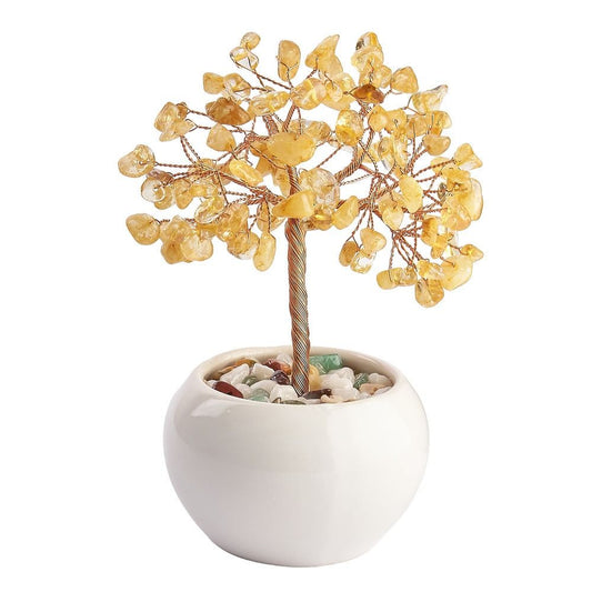 Citrine Gemstone Tree in White Ceramic Cup | Abundance & Positivity - Crystal Nest
