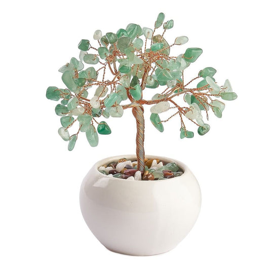 Green Aventurine Gemstone Tree in White Ceramic Cup | Luck & Prosperity - Crystal Nest