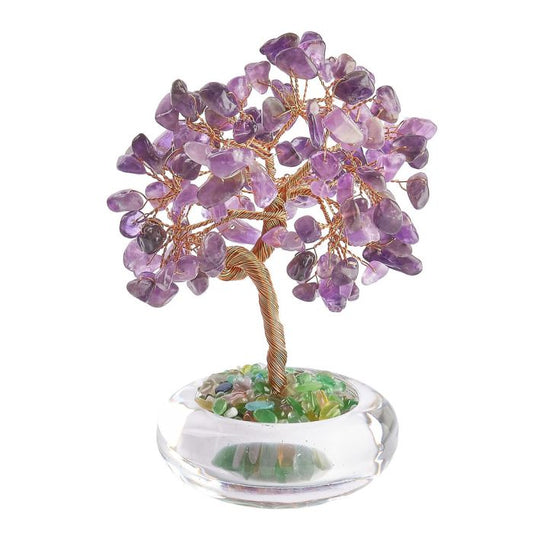 Amethyst Gemstone Tree in Clear Glass Bowl – - Crystal Nest