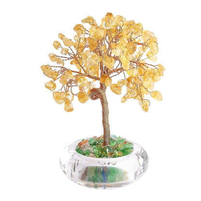 Citrine Gemstone Tree in Clear Glass Bowl - Crystal Nest