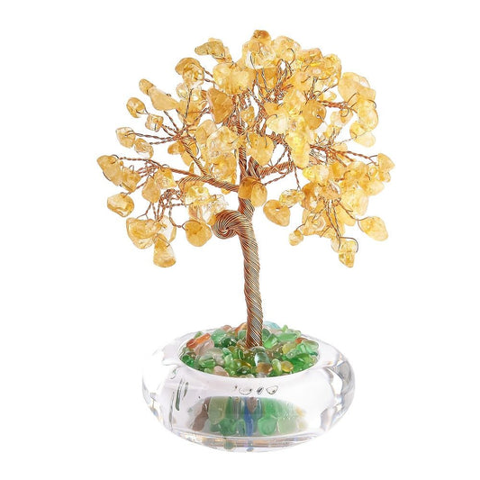 Citrine Gemstone Tree in Clear Glass Bowl - Crystal Nest