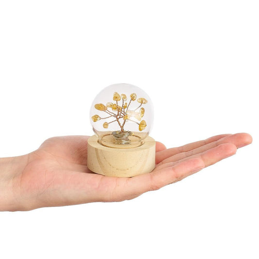Mini Citrine Crystal Tree Lamp in Glass Dome | Battery Operated - Crystal Nest
