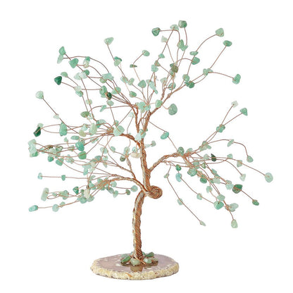 Green Aventurine Willow Tree with Agate Slice Base - Crystal Nest