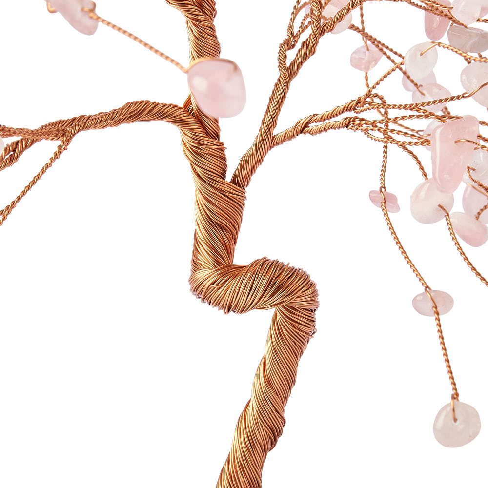 Rose Quartz Willow Tree with Agate Slice Base - Crystal Nest