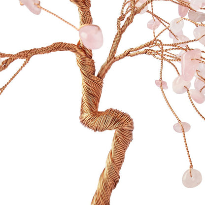Rose Quartz Willow Tree with Agate Slice Base - Crystal Nest