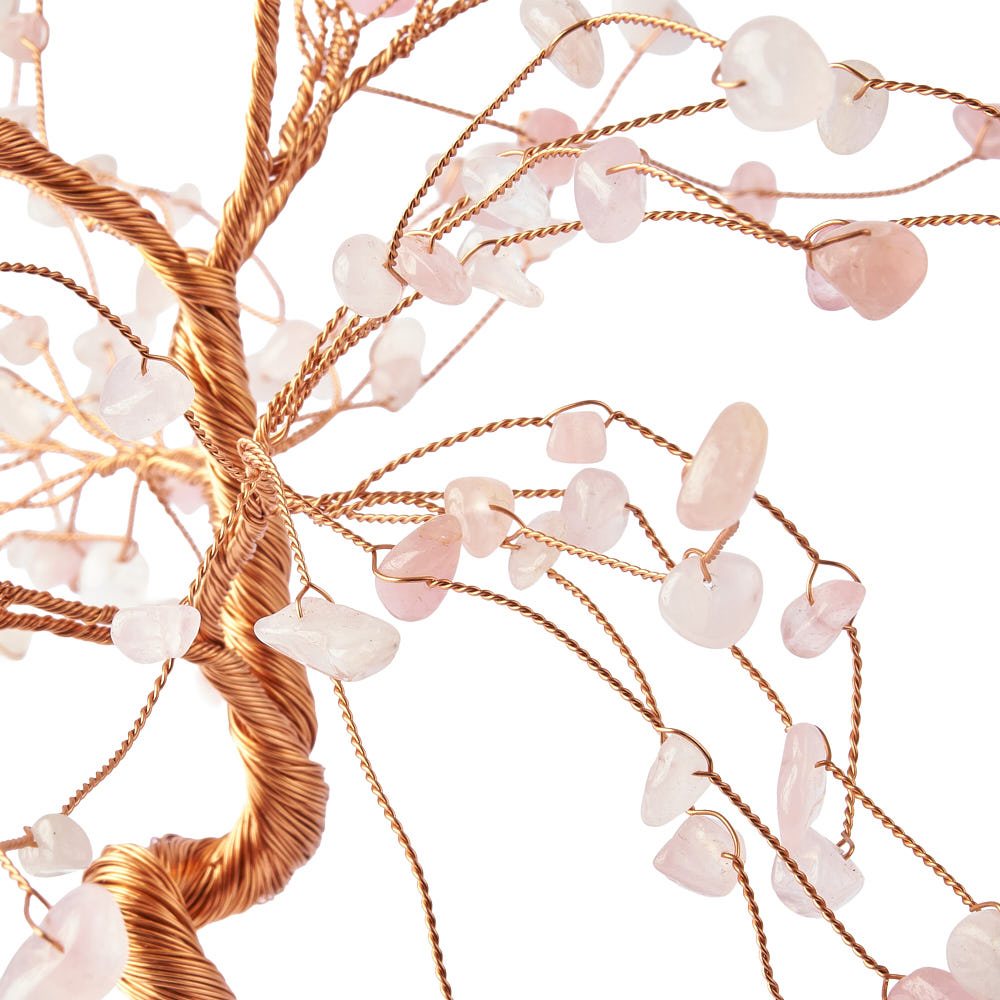 Rose Quartz Willow Tree with Agate Slice Base - Crystal Nest