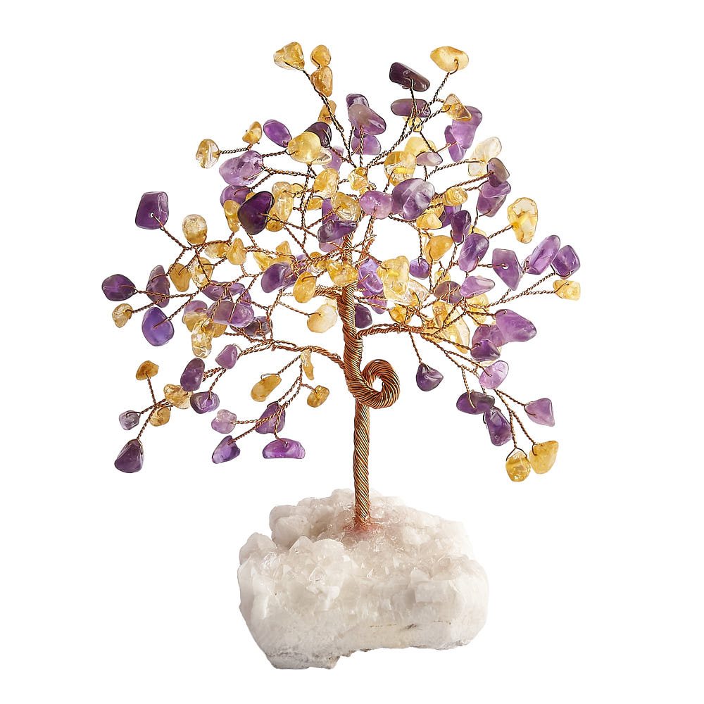 Amethyst & Citrine Gemstone Tree on Crystal Base | Healing, Calm & Abundance - Crystal Nest
