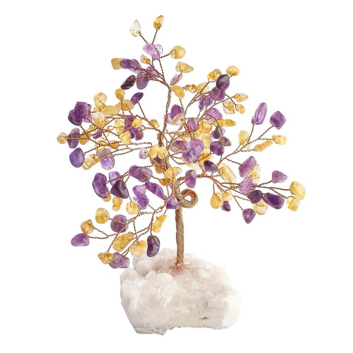Amethyst & Citrine Gemstone Tree on Crystal Base | Healing, Calm & Abundance - Crystal Nest