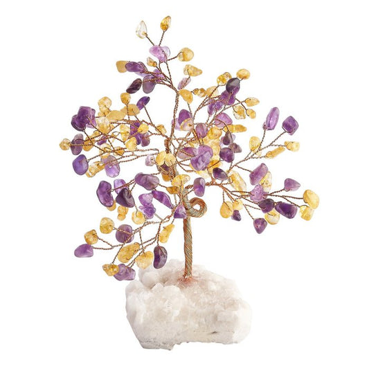 Amethyst & Citrine Gemstone Tree on Crystal Base | Healing, Calm & Abundance
