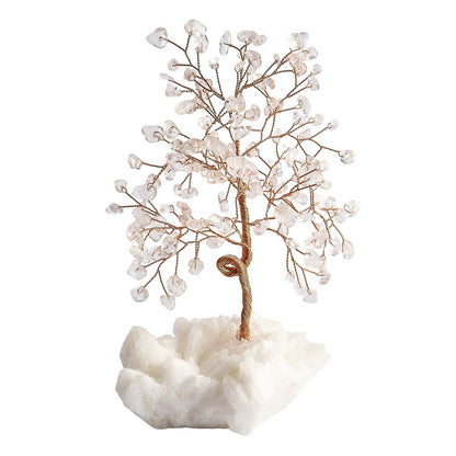 Rock Crystal Gem Tree on Natural Crystal Base - Crystal Nest