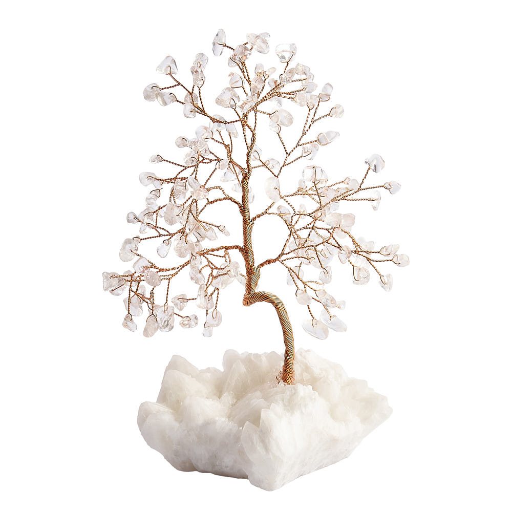 Rock Crystal Gem Tree on Natural Crystal Base - Crystal Nest