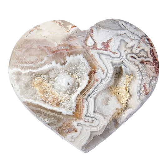 Crazy Lace Agate Polished Heart - Crystal Nest