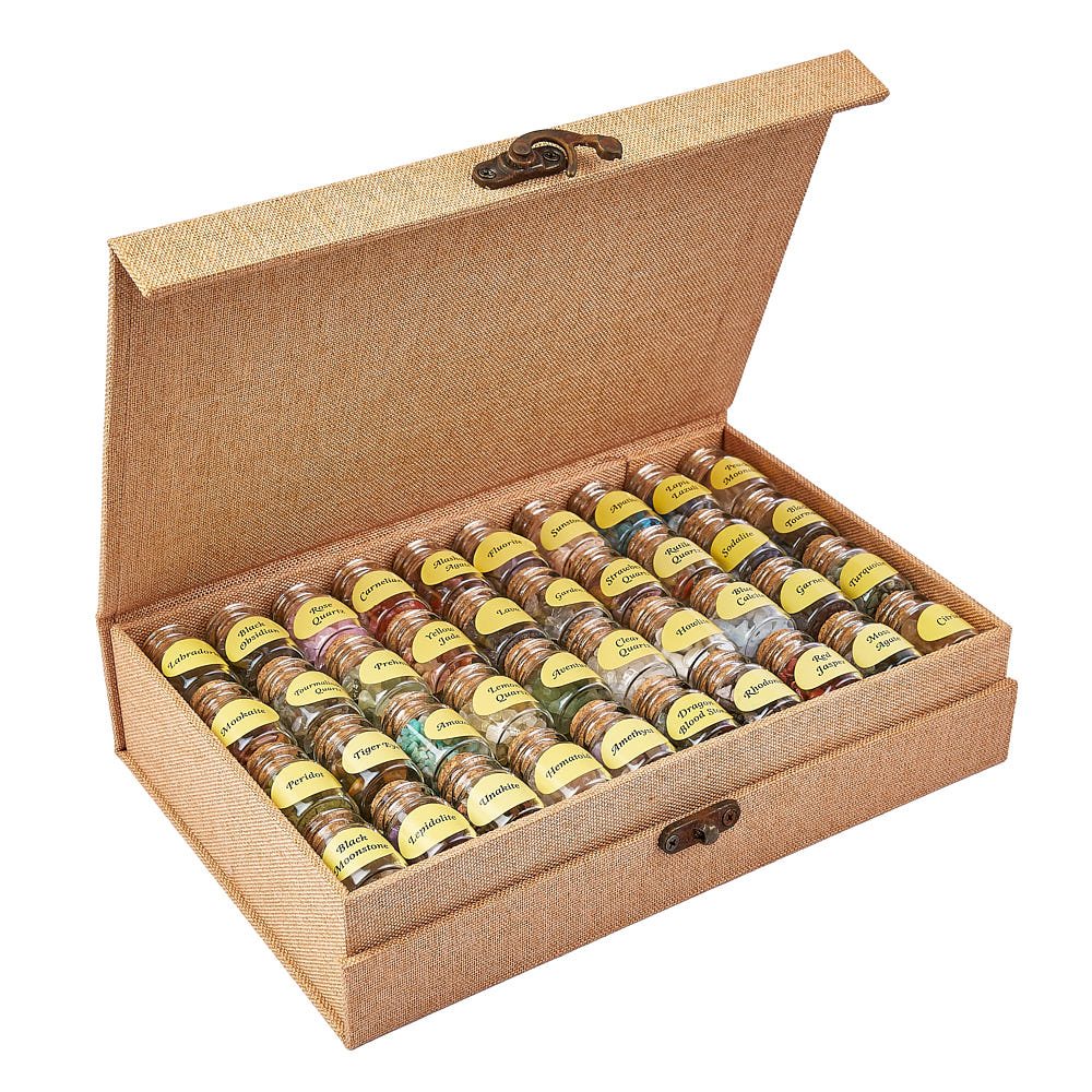 40-Piece Crystal Chip Bottle Gift Set | Mini Gemstone Vials Collection
