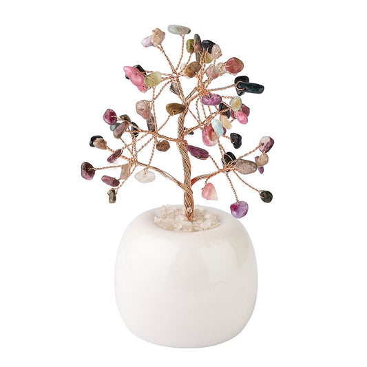 Mixed Tourmaline Crystal Gem Tree in Flowerpot | Protection & Balance - Crystal Nest