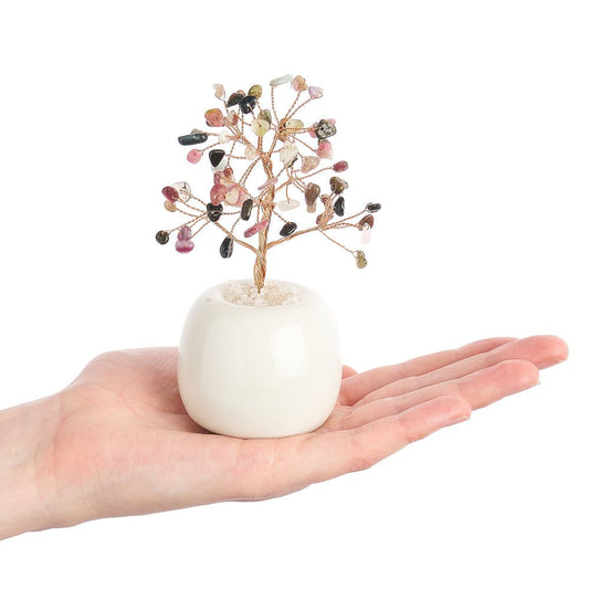 Mixed Tourmaline Crystal Gem Tree in Flowerpot | Protection & Balance - Crystal Nest