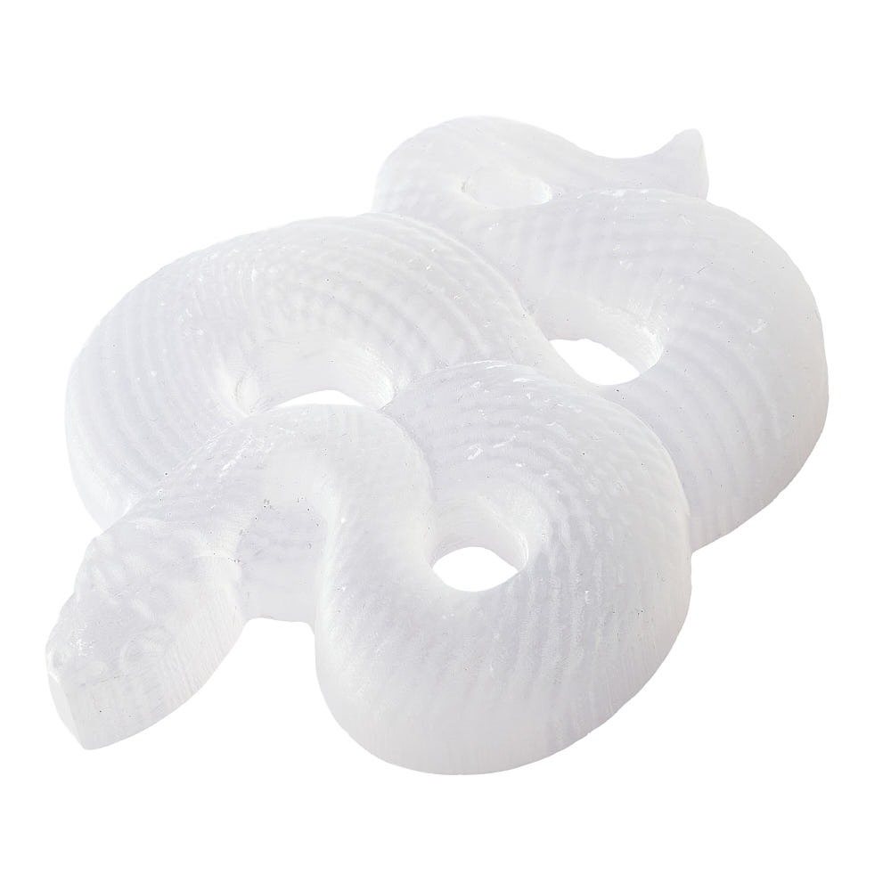 Large Selenite Crystal Snake Carving