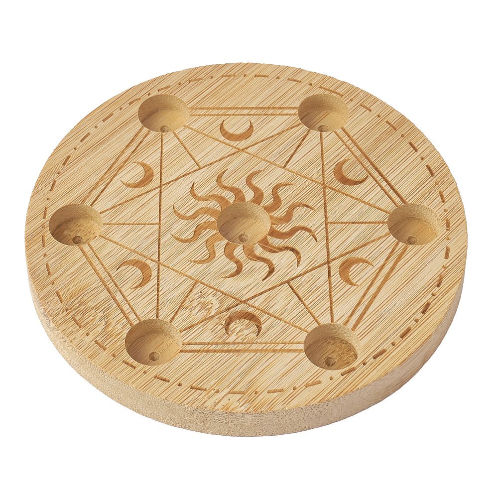 Celestial Crystal Grid Board | Bamboo Moon & Sun Manifestation Grid - Crystal Nest