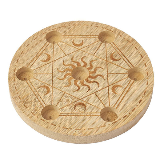 Celestial Crystal Grid Board | Bamboo Moon & Sun Manifestation Grid - Crystal Nest