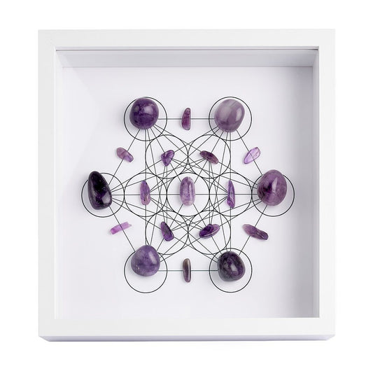 Amethyst Crystal Grid Frame | 3D Sacred Geometry Wall Art - Crystal Nest