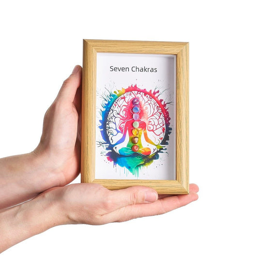 Seven Chakras Crystal Wall Art | Framed Healing Stones - Crystal Nest