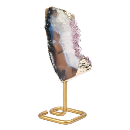 Brazilian Amethyst Druzy Slice on Gold Stand | Small - Crystal Nest