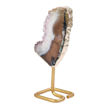 Brazilian Amethyst Druzy Slice on Gold Stand | Small - Crystal Nest