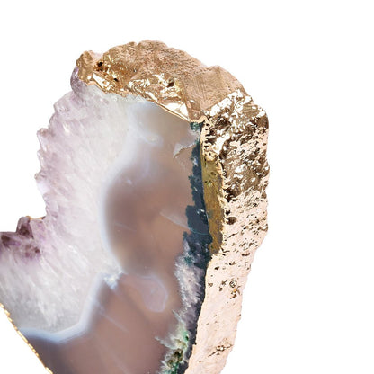 Brazilian Amethyst Druzy Slice on Gold Stand | Small - Crystal Nest