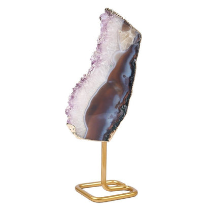 Brazilian Amethyst Druzy Slice on Gold Stand | Medium - Crystal Nest